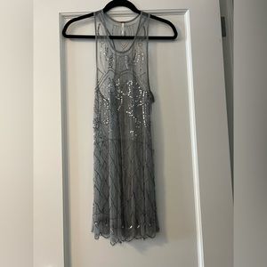 Free People grey beaded dress overlay